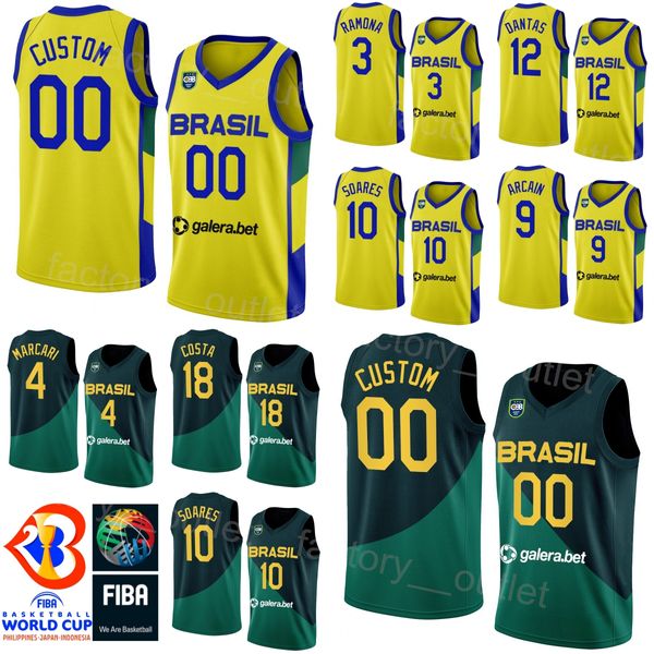 Imprimir Brasil Basquete 99 Lucas DIAS Jersey Brasil 2023 Copa do Mundo 2 Yago SANTOS 14 Leonardo MEINDL 32 Georginho DE PAULA 50 BRUNO CABOCLO 10 TIM SOARES Seleção Nacional