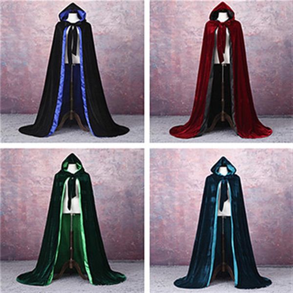 Накидка на бархатной подкладке, бархатный плащ с капюшоном, костюм, бархатный плащ с капюшоном, накидка, средневековая языческая ведьма, костюм вампира на Хэллоуин 244m