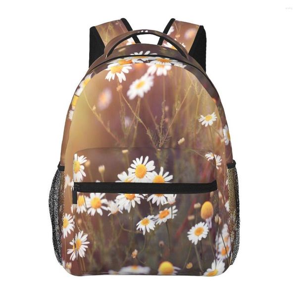 Рюкзак для подростков, школьная сумка для девочек и мальчиков, сумка для книг, школьная сумка для школьников среднего возраста, сумка с цветком ромашки, дикая ромашка