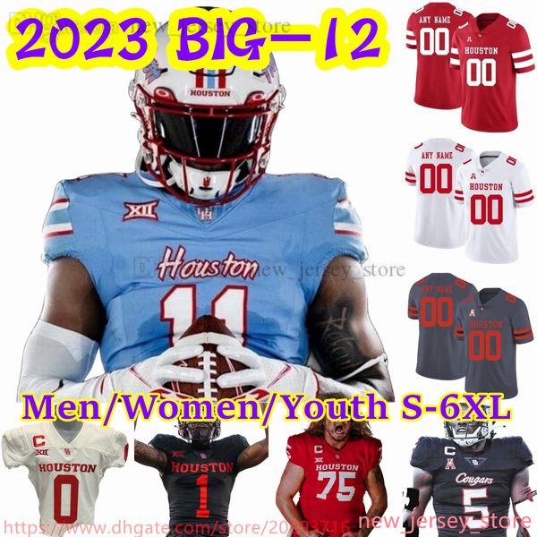 Новые трикотажные изделия BIG-12 Custom XS-6XL Football NCAA Houston Cougars 52 Almarion Crim Натаниэль Делл-младший Холман Эдвардс Клейтон Тьюн Вилли Смит Уилсон Уитли Уир трикотажные изделия