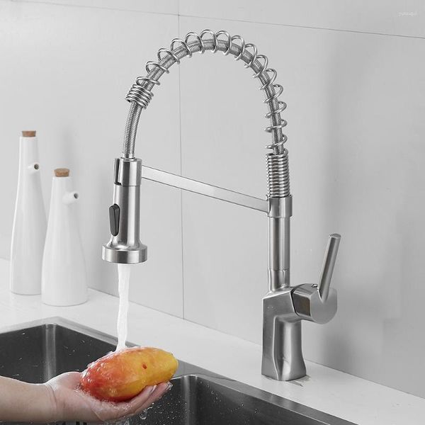 Torneiras de cozinha Pull Out Faucet Black Sink Mixer Tap Chrome Vanity Water Rotating Nickel