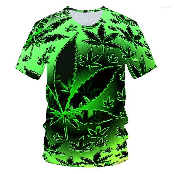 Herren T-Shirts 3D-gedrucktes grünes T-Shirt Sommer Hawaiianischer Strandurlaub Stil Freizeitjacke Kleidung Bohemian