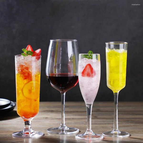 Canecas 1x taça de plástico transparente copos de vidro de vinho champanhe flautas copos cocktail festa de casamento bar suprimentos para casa