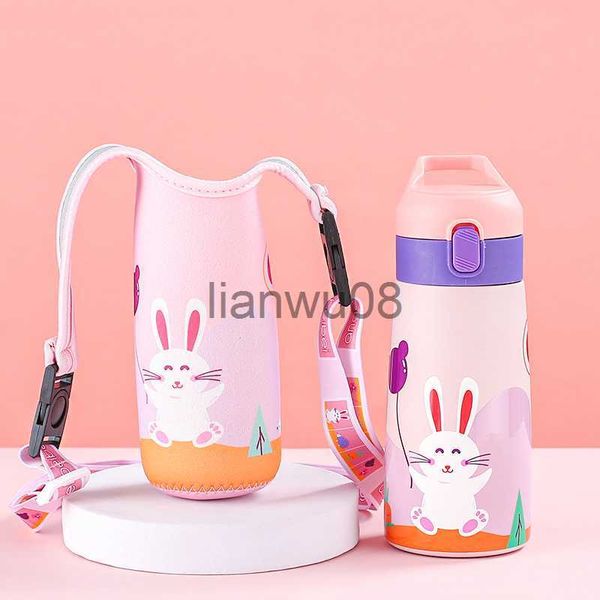 Copos pratos utensílios 350500ml crianças garrafa térmica caneca de aço inoxidável desenhos animados copo de vácuo à prova de vazamento com palha bebê meninas bonito kawaii crianças garrafa de água x0904