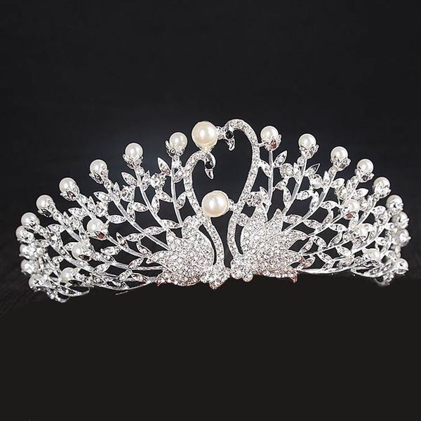 Coroa de tiara de cisne com strass, coroas de casamento, tiaras de noiva, acessórios para cocar de casamento, desempenho, coroas270d