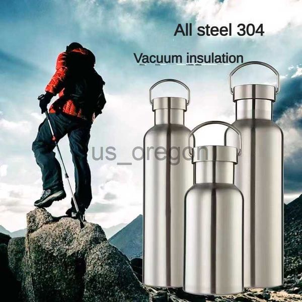 Thermos Bottiglia d'acqua sportiva in acciaio inossidabile a doppio strato da 1 litro Thermos Tazza Boccette per vuoto portatili da viaggio per sport all'aria aperta x0904