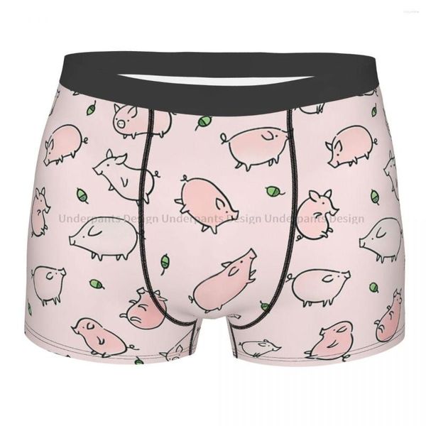 Cuecas porcos rosa com bolotas verdes arte homme calcinha masculina roupa interior sexy shorts boxer briefs