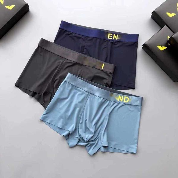 Unterhosen Designer Ice Silk Unterwäsche Herren Boxershorts, personalisierter Flachwinkeltrend, High-End-Geschenkbox, cool, antibakteriell, spurlos, schnell trocknend, atmungsaktiv V4EO