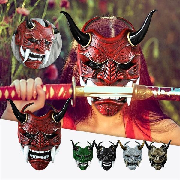 Partymasken Prajna-Maske, Dämon, japanischer Geisterkrieger, blaugesichtiger Shura-Ninja, Fullface-Skript, Tötungsstütze, männliches Halloween-Kostüm 230901