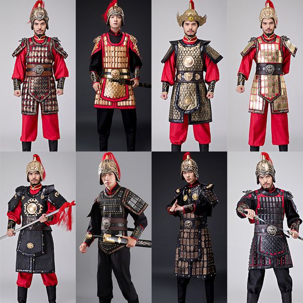 Film TV Abiti antichi Stati combattenti Dinastia Han Armatura Generale Militare Capitano Soldato Armatura Costume da prestazione
