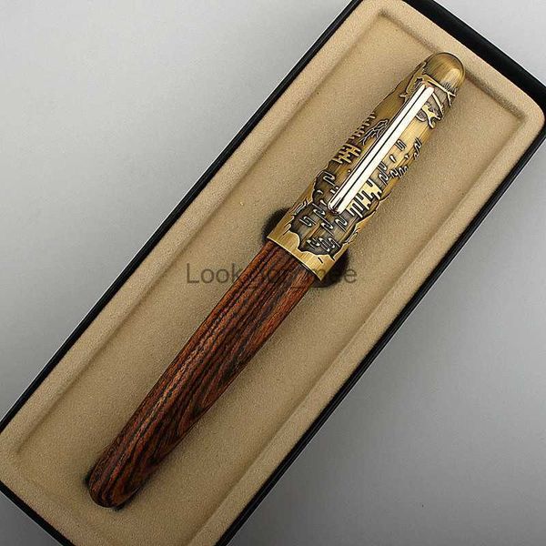 Füllfederhalter Jinhao 9056 Holzfüllfederhalter F/M Feder Tiger Carving Cap mit einem Konverter Tinte Schreiben Geschenkstift Büro Schulbedarf Stationär HKD230904