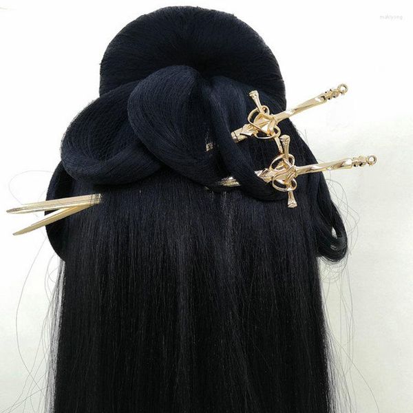Fermagli per capelli Punk Metal Sword Tornante Bastoni semplici cinesi per le donne Accessori per strumenti di design per acconciature fai da te