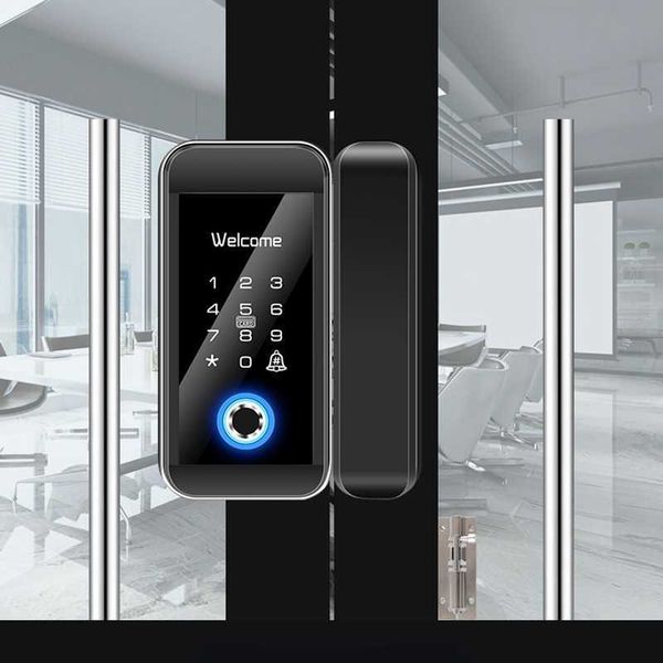 Fechaduras de portas Automação Tuya Porta de vidro Senha de impressão digital APP Controle Remoto Fechadura de porta inteligente eletrônica Push-Pull Access Smart Lock HKD230903