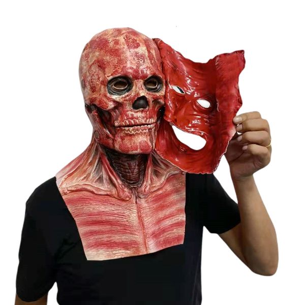 Máscaras de festa Halloween Doublelayer Horror Máscara Cosplay Ghoulish Palhaço Assustador Rosto Pele Látex Duas Camadas Ghostface Esqueleto Prop Adulto Criança 230901