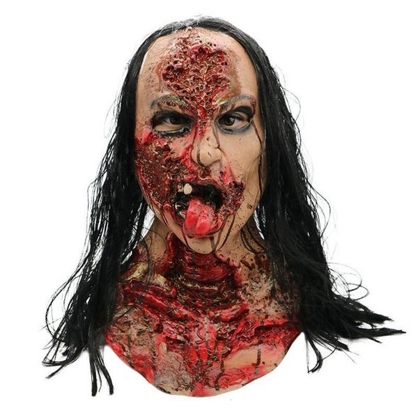 Partymasken Halloween Horror Spukhaus Dekoration Blutiges langes Haar Geist Gesichtsbedeckung Gruselig Cosplay Doktor Krankenschwester Dress Up Prop 230904