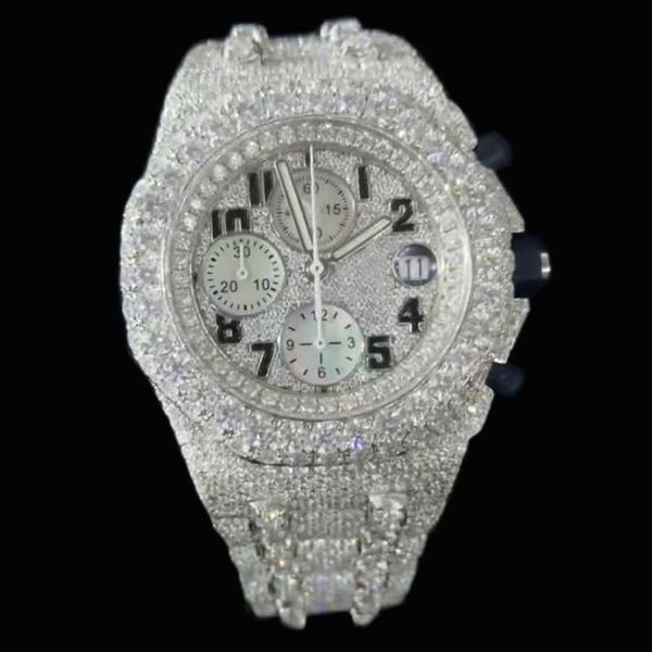 Stones 2024 APS Версия Смотрения Moissanite Silver Pass Test Mens Vvs Diamonds Watch Лучшее качество автоматическое движение ETA Роскошное