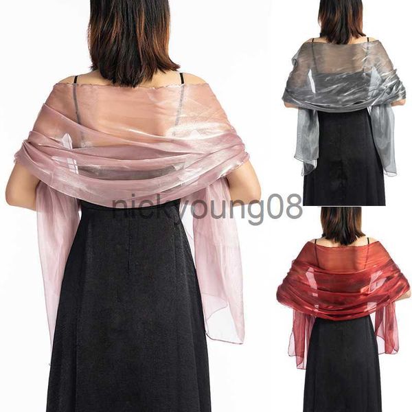 Lenços pingentes sólido fio transparente xale para mulheres longo brilhante protetor solar manto cachecóis feminino festa de casamento vestido de noite cachecol envolve x0904