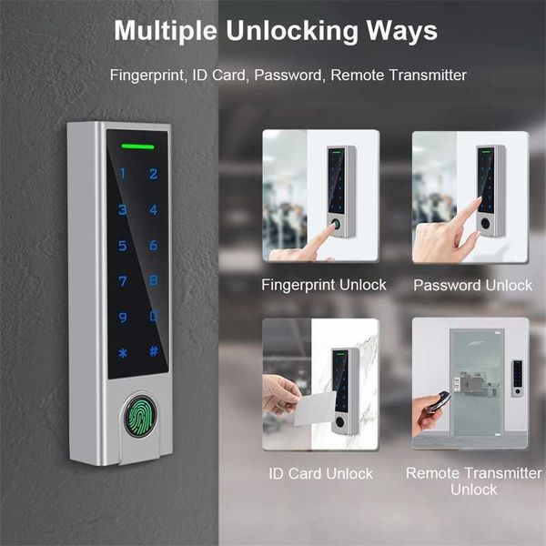 Fechaduras de portas RAYKUBEElectronic Fingerprint Smart Door Lock Kit Anti-roubo Fechadura interior invisível com controle remoto para autodefesa HKD230903