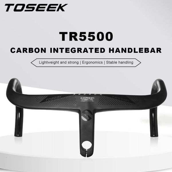 Componentes do guidão de bicicleta TOSEEK TR5500 Road Bike Full Carbon Fiber Stem Integrado Guiador de bicicleta Ultra Light 28,6mm Peças de ciclismo Acessórios 230904