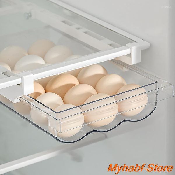 Garrafas de armazenamento geladeira gaveta ovo plástico transparente caixa organizador para frutas recipiente alimentos prateleira ferramentas cozinha