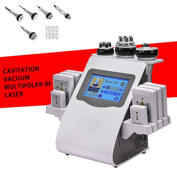 2024 Neues Desktop 40K Multifunktional Ultraschallkavitation Vakuum 6 Griffe Kavitationsmaschine mit Funkfrequenz Lipo -Lasermaschine