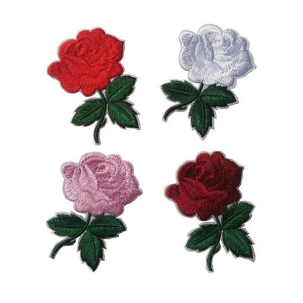 2017 bonito colorido rosa apliques flores remendo bordado costurar em sacos de roupas artesanal diy artesanato ornamento tecido adesivo2555