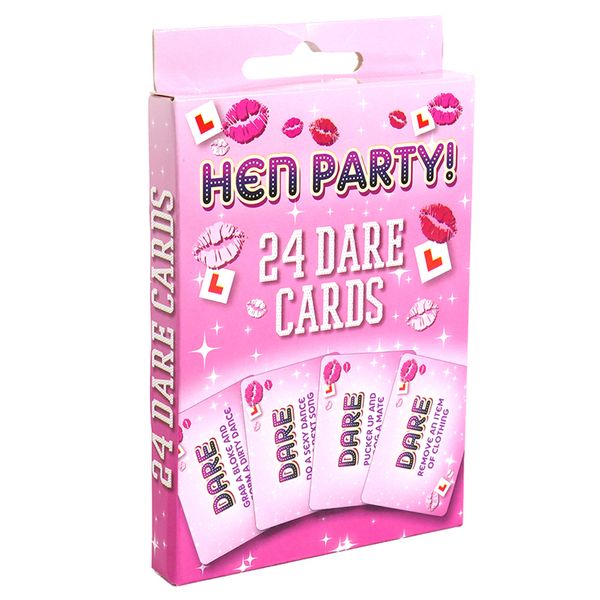 Atacado jogo de cartas para festa de galinha, pacote com 24 cartas de desafio, acessórios, rosa, festa para adultos, jogo de cartas para beber