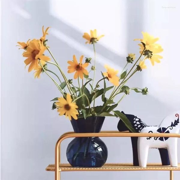 Mum Tutucular Cam Çift Kullanımlı Vazo Şamdan Nordic Mavi Süsler Hidroponik Çiçek Düzenlemesi Terrarium Modern Pratik