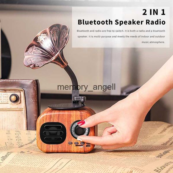 Altoparlanti portatili Altoparlante Bluetooth Scatola portatile in legno retrò Mini altoparlante wireless Esterno per sistema audio TF Radio FM Musica MP3 Subwoofer HKD230905