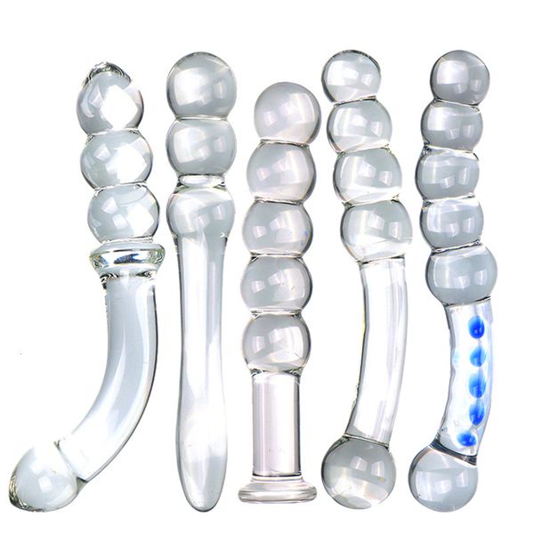 Slip Mutandine Perle anali di vetro Butt Plug Grande palla Grande cristallo Dildo Pene Pene artificiale Gay Masturbarsi Giocattolo adulto del sesso per le donne 230901