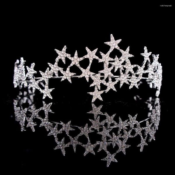 Haarspangen Kristall Stern Tiara Krone Hochzeit Braut Strass Stirnband Braut Kopfschmuck Kopfschmuck Frauen Mädchen Schmuck Zubehör