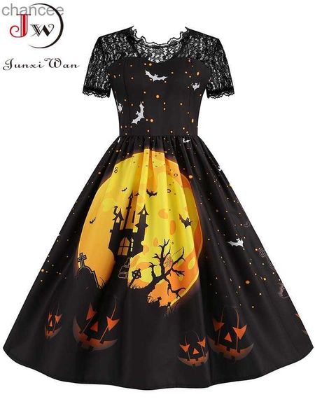 Abiti casual di base Pizzo Halloween Abito natalizio Donna Manica corta anni '50 anni '60 Costumi vintage per feste Abiti da sera eleganti da ballo LST230904