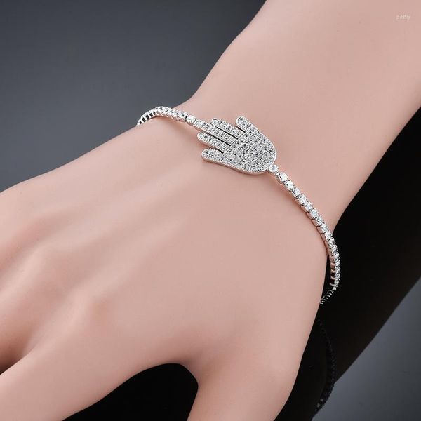 Braccialetti con ciondoli Bracciale tennis da donna CZ Bling 6mm Fatima Mano Cubic Zirconia Cristallo per le donne Gioielli ghiacciati