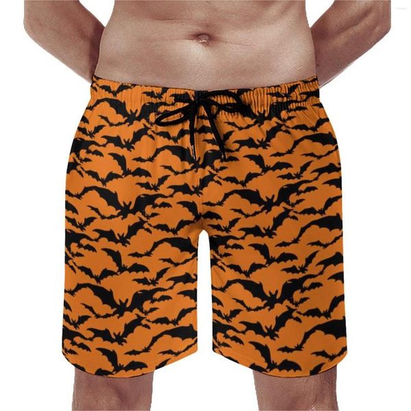 Shorts masculinos Board Halloween Bats Classic Swim Trunks Animal Print Fast Dry Sportswear Plus Size Beach