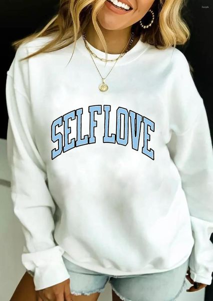 Женские толстовки с капюшоном SELF LOVE, пуловеры с забавным лозунгом, пот для психического здоровья, женский модный повседневный хлопковый винтажный топ