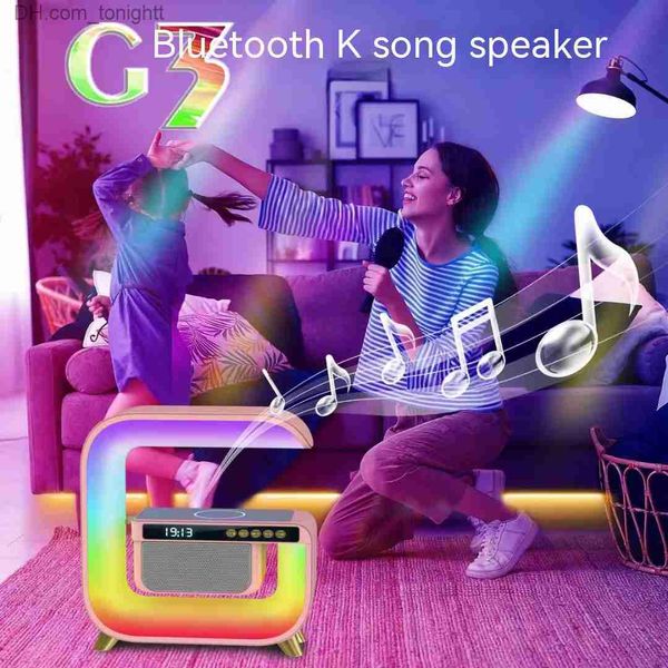 Tragbare Lautsprecher, Bluetooth-Lautsprecher, Wecker, Display, 15 W, kabelloses Laden, Desktop, Heimdekoration, bunte Atmosphäre, Licht, kreatives Geschenk für Kinder, Q230904