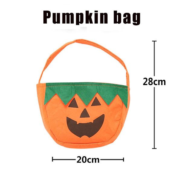 Halloween Kürbis Tasche Süßigkeiten Tasche Hand dreidimensionale Vlies Green Leaf Smiley Gesicht Kostüm Requisiten Tasche BH8615