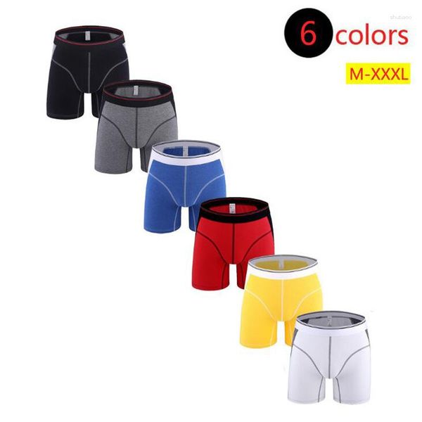 Cuecas masculinas anti abrasão pernas boxers shorts algodão alongar roupa interior masculino casual multicolorido equitação prevenção unperpants