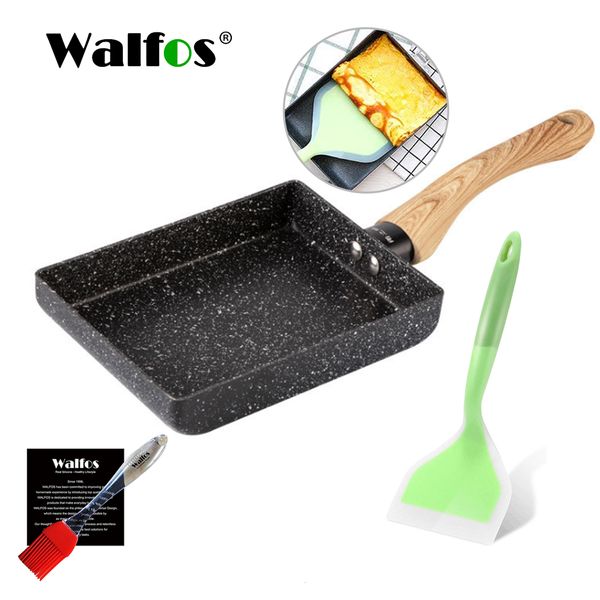 Panelas Walfos Frigideira Antiaderente Panela Conjunto Panqueca Fritar Ovo com Espátula de Silicone Pão Manteiga Escova Acessórios de Cozinha 230901