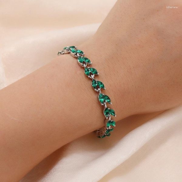 Charme pulseiras luxo cristal grinalda pulseira para mulheres estética vintage strass flor folha jóias pulseras mujer acessórios