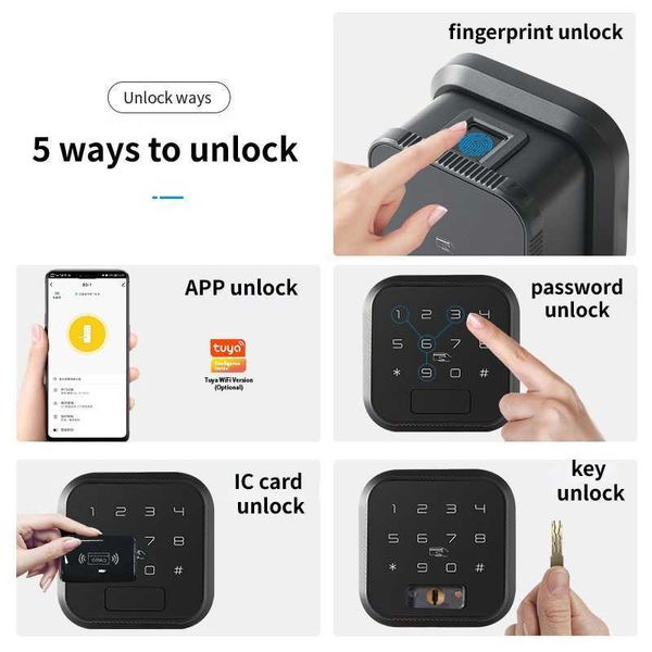 Fechaduras de porta Tuya WIFI Smart Door Lock TTlock Bluetooth Fingerprint Lock Senha IC Card Key APP Desbloquear trava única para porta interna HKD230903