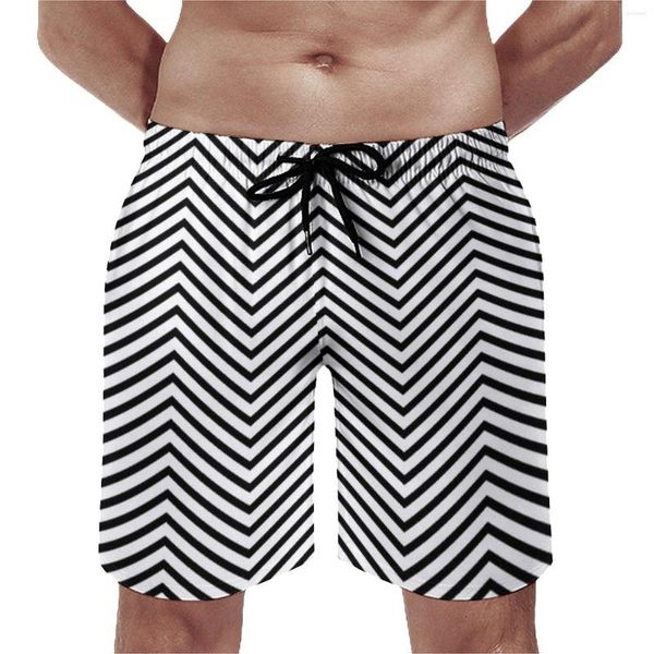 Herren Shorts Schwarz Nordic Lines Board Sommer Minimal Casual Strand Kurze Hosen Männer Surfen Bequeme individuelle Badehose