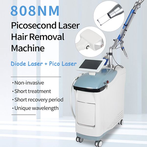 Máquina a laser Nd Yag de alta qualidade Q-Switch Pico Laser Tattoo Removedor Picosecond Black Doll Tratamento Clareamento da pele Dispositivo de remoção de pêlos a laser de diodo 808nm