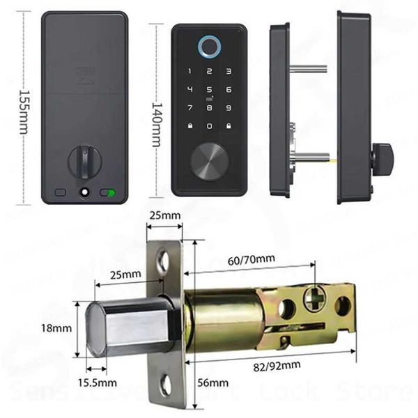 Fechaduras de portas Fechadura Eletrnica Fechadura de porta inteligente TTLock APP Controle remoto Impressão digital Cartão de senha digital US Bloqueio de desbloqueio automático T1 HKD230903