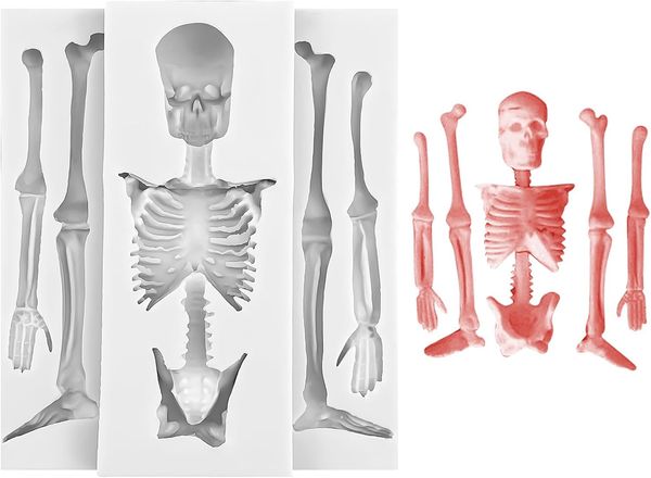 Хэллоуин Скелетный скелет помадка силиконовой плесени Skull Shoctal Epoxy Resin Lessin Candy Biscuit Sugar Puding 1221271