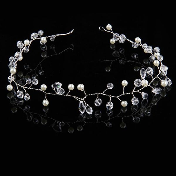 Scintillanti oro argento gioielli per capelli cristallo perle finte diademi fasce per capelli per la sposa festa di nozze corone fasce brillanti strass H216s