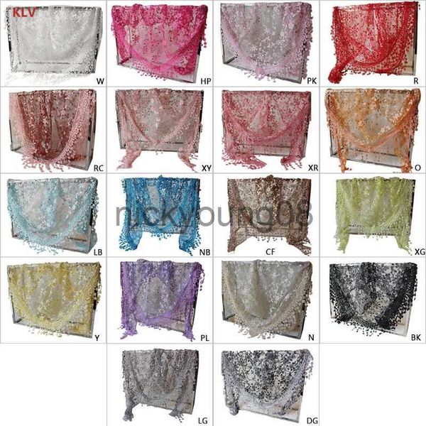 Kolye Eşarpları KLV Kadın Dantel Sheer Çiçek Üçgen Kilisesi Mantilla Eşarp Şal Sarma Püskül X0904