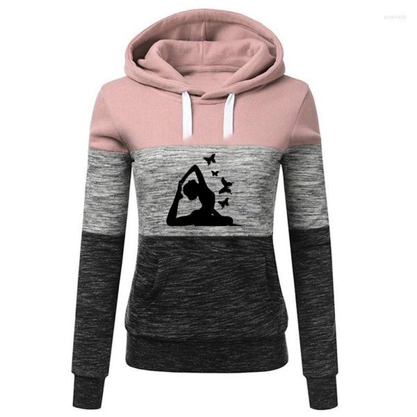 Hoodies femininos borboleta ginástica impressão feminina splice casual topos femmes amante presente outono doce manga longa camisolas para feminino