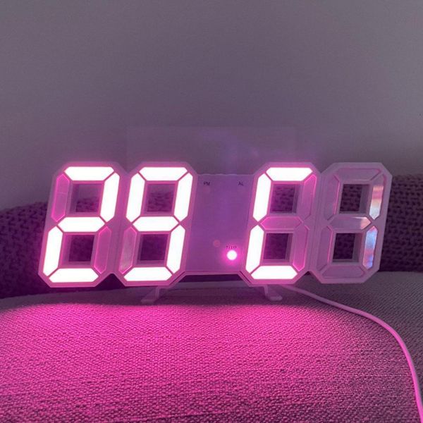 Oggetti decorativi Figurine 3d Led Digital Jam Alarm Tiga Dimensi Dinding Tangan Meja Termometro Perabotan Elektronik Kalender Hangi U0u6 230904