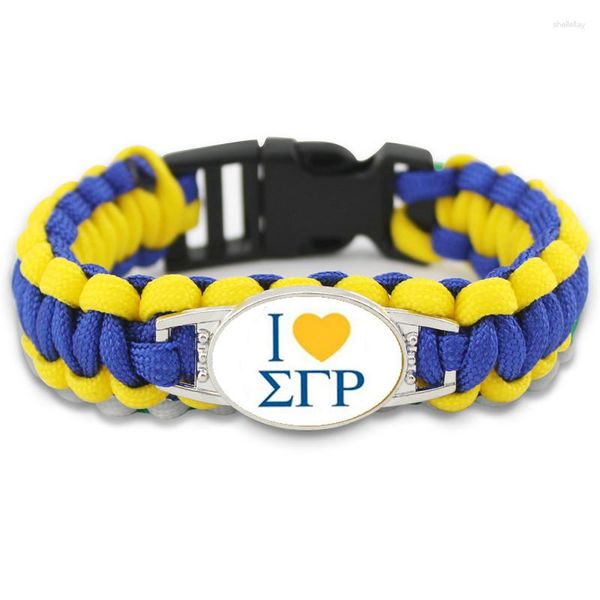 Braccialetti con ciondoli Fatti a mano Lettere Greche Sorority Fraternity Sigma Gamma Rho Sopravvivenza Paracord Braccialetti Per Uomo Donna 1 pz/lotto